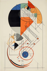 Mathematics, math, Bauhaus style background, trendy 20s geometric design poster design, generative AI digital art.