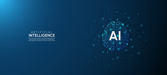 Artificial intelligence network concept background template Vector illustration.