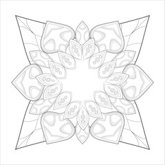 Coloring Book for adults. Hand drawn flowers in zentangle style for t-shirt design or tattoo and coloring book