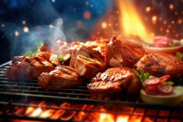 Juicy appetizing steak, selective focus. AI generated, human enhanced