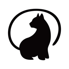 black cat silhouette design illustration. kitty sign and symbol vector.