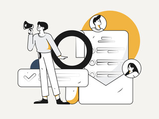 Job Interview People Flat Vector Concept Operation Hand Drawn Illustration
