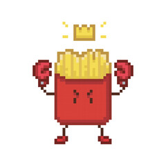 French fries boxer, pixel art meme