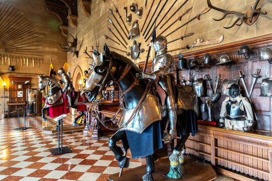 Interior of Warwick Castle - is a medieval castle, UK