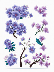 botanical colorful flower watercolor elements, generative ai.