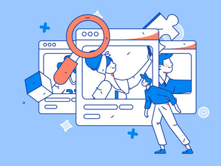 Job Interview People Flat Vector Concept Operation Hand Drawn Illustration
