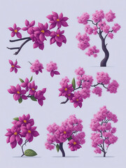 Naklejka na ściany i meble botanical colorful flower watercolor elements, generative ai.