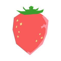 カクカクしたイチゴのシンプルイラスト