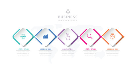 Vector infographic business presentation template connected with 5 options