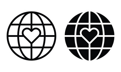 Worldwide charity icon with outline and glyph style.