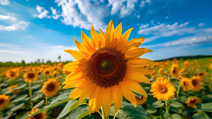 Blue sky and sunflowers © 伸太郎 江頭