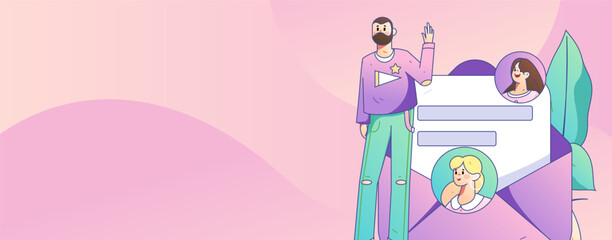 Job Interview People Flat Vector Concept Operation Hand Drawn Illustration
