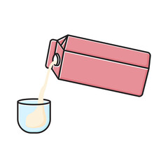 illustration of pouring boxed milk into a glass