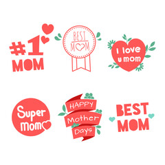 set of happy mother day sticker element illustration on white background