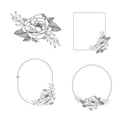 floral frame template weding illustration on white background