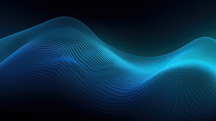 digital calm waves isolated on black background. Generative AI