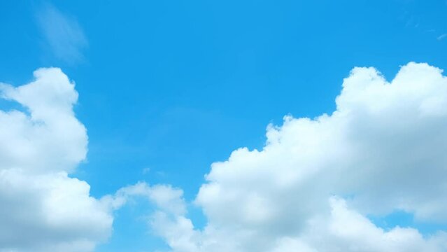 Blue sky time-lapse video footage captures the ever-changing patterns of clouds and sky over time. create a serene and peaceful atmosphere. Nature background video. Nature concept. Timelapse. 4K
