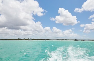 Fototapeta premium Beautiful Bacalar, most known for its stunning Lagoon of Seven Colors, is located in souther Quintana Roo, Mexico