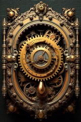 Steampunk retro mechanism with gears and cogwheels, generative  ai