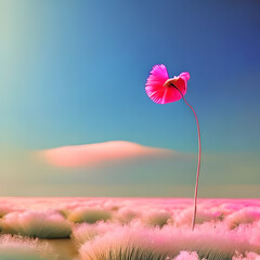 pink flowers in the field generative Ai