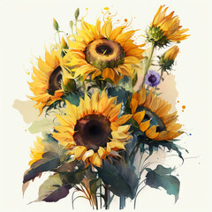 sunflowers on a white generative Ai