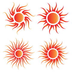 Sun Logo Set Vector Icon. Stock illustration.