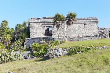 The scenic ruins of Tulum, the only ancient Mayan city built on a cliff above the sea