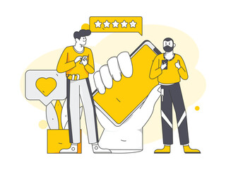 Virtual characters social communication concept business flat vector hand drawn illustration
