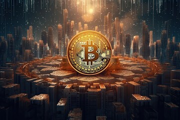 Bitcoin and cryptocurrency concept, Generative AI