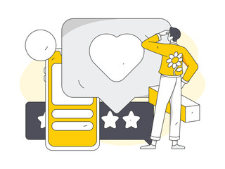 Virtual characters social communication concept business flat vector hand drawn illustration
