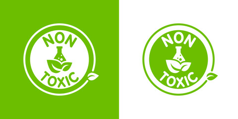 non toxic green logo sticker icon logotype safety product vector illustration