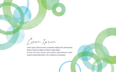 透明水彩タッチの緑色の円形タイトル背景	