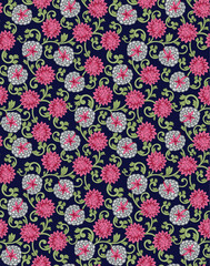 seamless vintage   flower pattern on navy ground