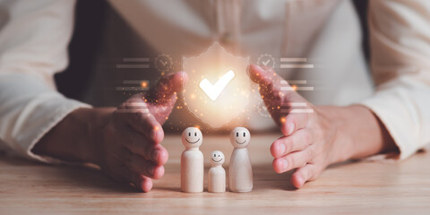 Men show their protection and protection for their family's safety ,Insurance management planning...