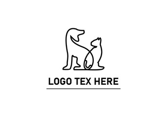 line art simple cat and dog