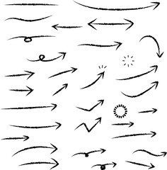 かわいい手書きの矢印セット　黒