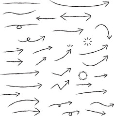 かわいい手書きの矢印セット　黒