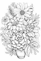 Coloring book succulents - created with Generative AI technology