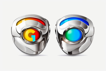 3d glossy button with reflection