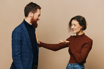 Man and woman couple in a relationship quarrel, yelling, psychological violence in the family, problems in a real relationship between people