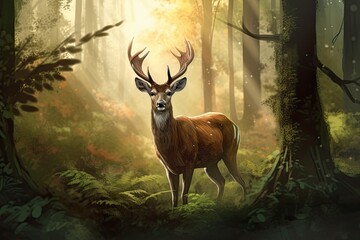 deer in the woods (Generative AI Illustration) © Mike