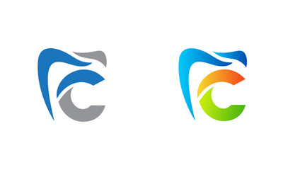 Creative C  letter logo design for dentist and dental care services.