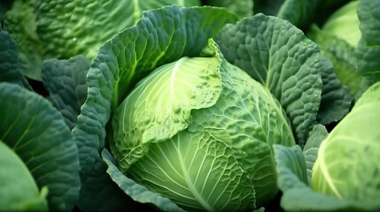 Fototapeta premium Wet cabbage with drops of water Generative AI