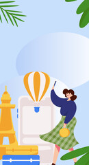 Obraz na płótnie Canvas Holiday travel travel characters internet background vector hand drawn illustration 