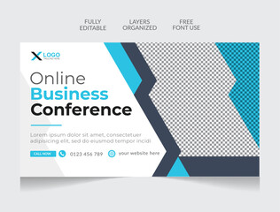 Webinar marketing business conference web banner and youtube thumbnail template