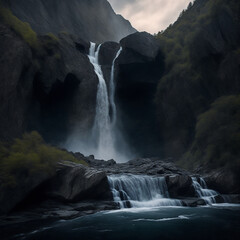 waterfall in the mountains,Generative IA
