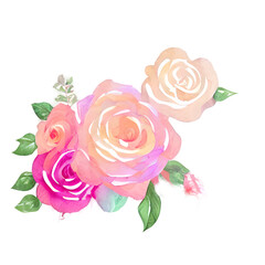 Watercolor vintage rose floral design