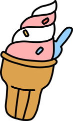ice cream cone hand draw