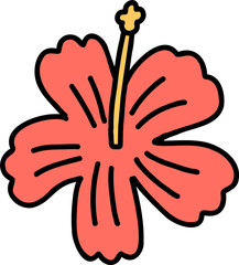 Hibiscus flower blossom hand draw
