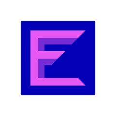 ef text logo in square shape. business symbol. vector template. joined letters e and f. logotype concept. pink, blue and violet sign. brand identity design.